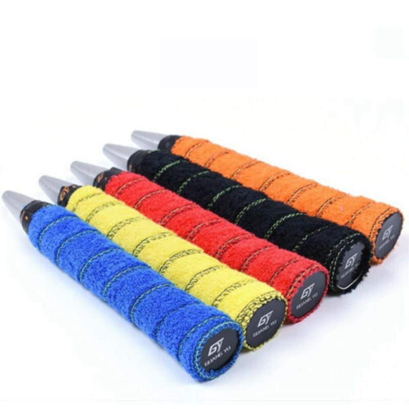 5Pcs Tennis Badminton Racket Anti-Slip Overgrips Katoenen Handdoek Grips Tape Zweet Absorberende Grip Wrap Zweetband: 5 Color