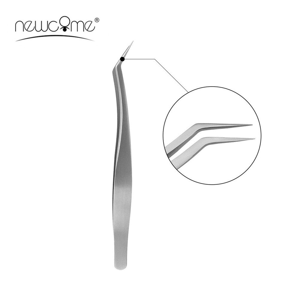 NEWCOME 2 stks Wimper Extensions Wenkbrauw Pincet Gebogen, Rvs Antistatische Pincet Makeup Tools voor Valse Wimpers