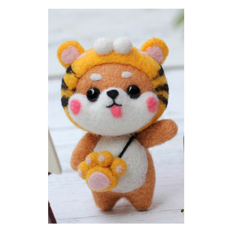 1 set wool for Felt DIY Package Hamsters, cats, dogs, Christmas , stamps needle felting, Shiba Inu Set animals: Light Grey