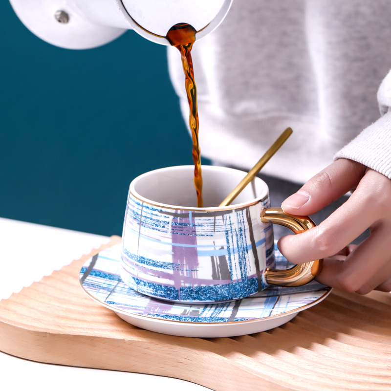 Taza De café Mate De cerámica nórdica De lujo, platillo , Tazas De café reutilizables, Tazas De café hechas a mano, EK50BD