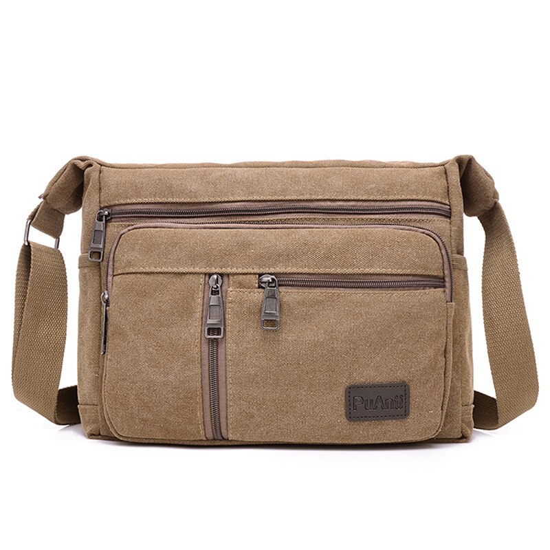 Goede Qualtiy Reistas Canvas Casual Schouder Crossbody Outdoor Tassen Unisex Reizen School Retro Rits Schoudertas: coffe