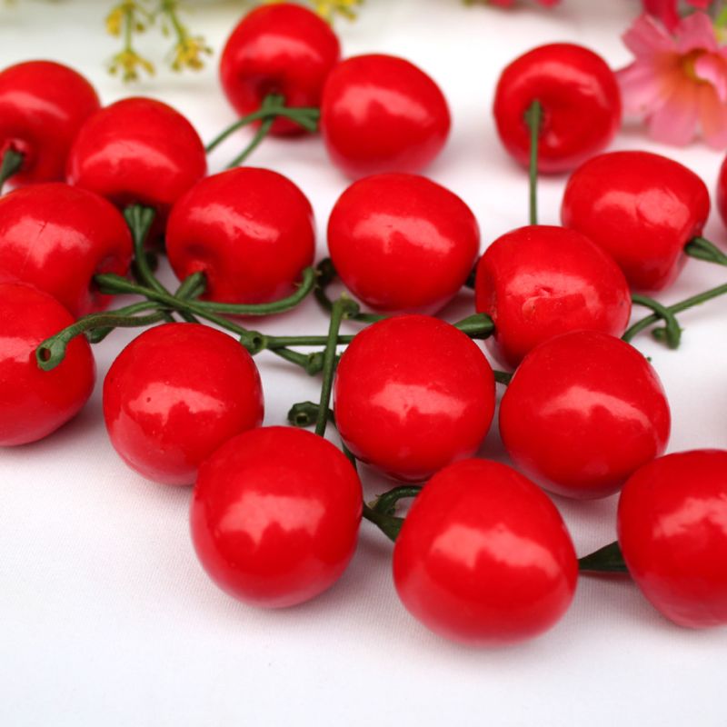 20 stks/zak Herbruikbare Levensechte Simulatie Kleine Kersen Kunstmatige Rood Fruit Model voor Fotografie Studio Foto Achtergrond Props