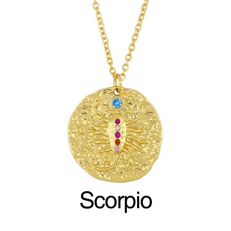 FLOLA Oro Catena Costellazione Zodiacale Collana Per Le Donne di Cristallo 12 Segno Zodiacale Collana Pendenti Con Gemme E Perle CZ Gioelleria Raffinata E Alla Moda del Regalo nker03