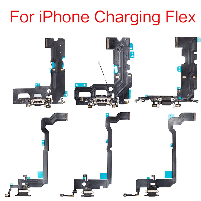 Connecteur de chargeur USB pour iPhone 7 8 Plus X XR XS max, câble flexible avec Microphone et prise Audio pour casque, 1 pièce