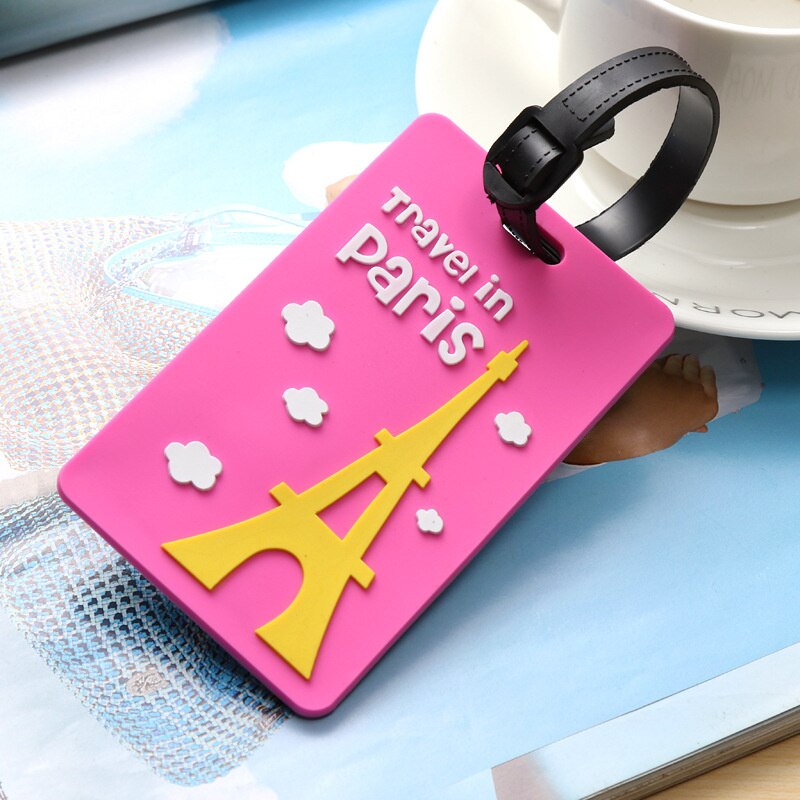 Cartoon Three-dimensional Luggage Tag Suitcase Label Consignment Pass Boarding Pass Schoolbag Cute Listing Travel Luggage Tag: BXT01-Pink