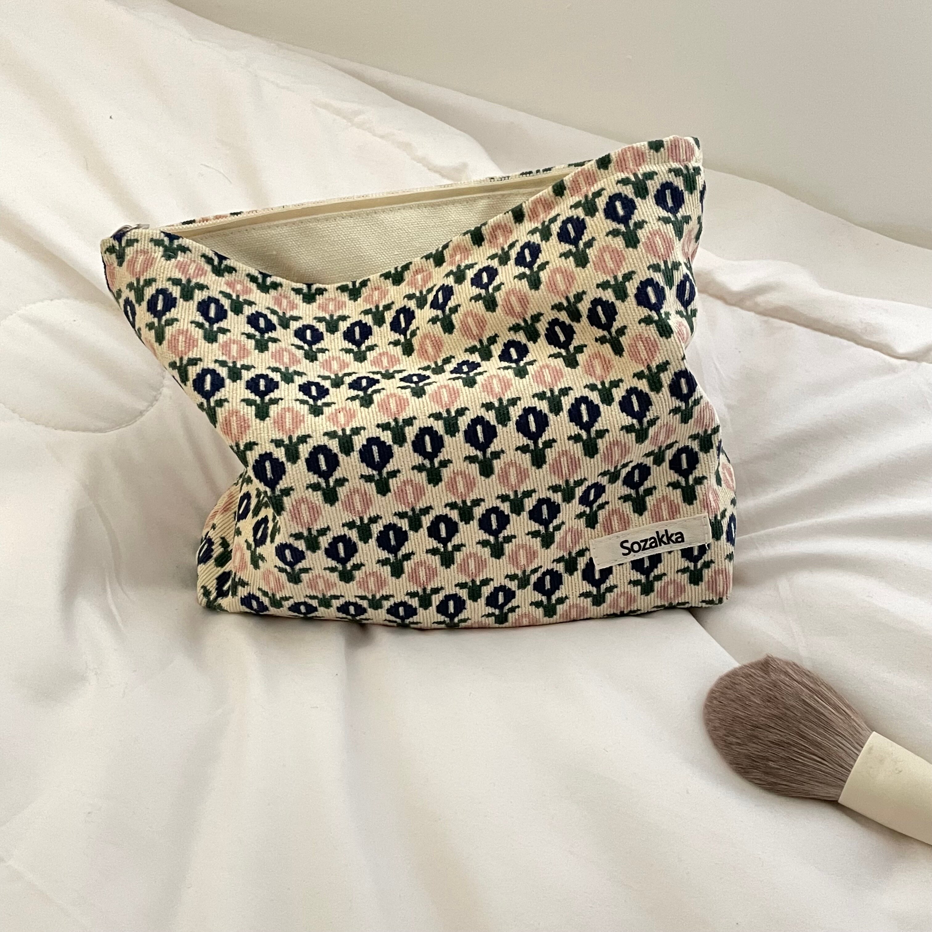 Kabel Kosmetik Tasche retro Blume drucken Kosmetik Tasche Tragbare Waschen Tasche Frauen Reisen Kosmetik Tasche Schönheit Lagerung Tasche: b