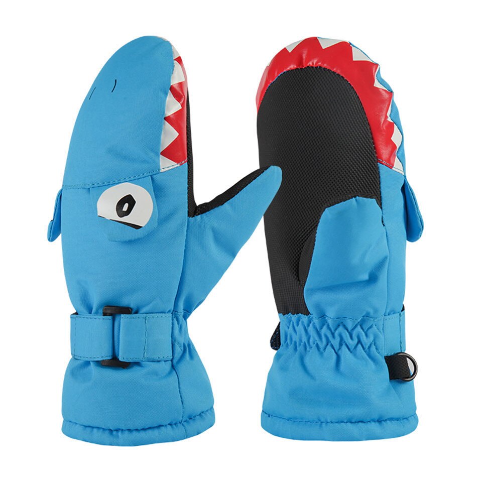 Gobygo Kinderen Winter Warme Handschoenen Winddicht Jongens Meisjes Ski Outdoor Sport Handschoenen Winddicht Waterdicht Anti-Slip Skiën Handschoenen: Blue / L