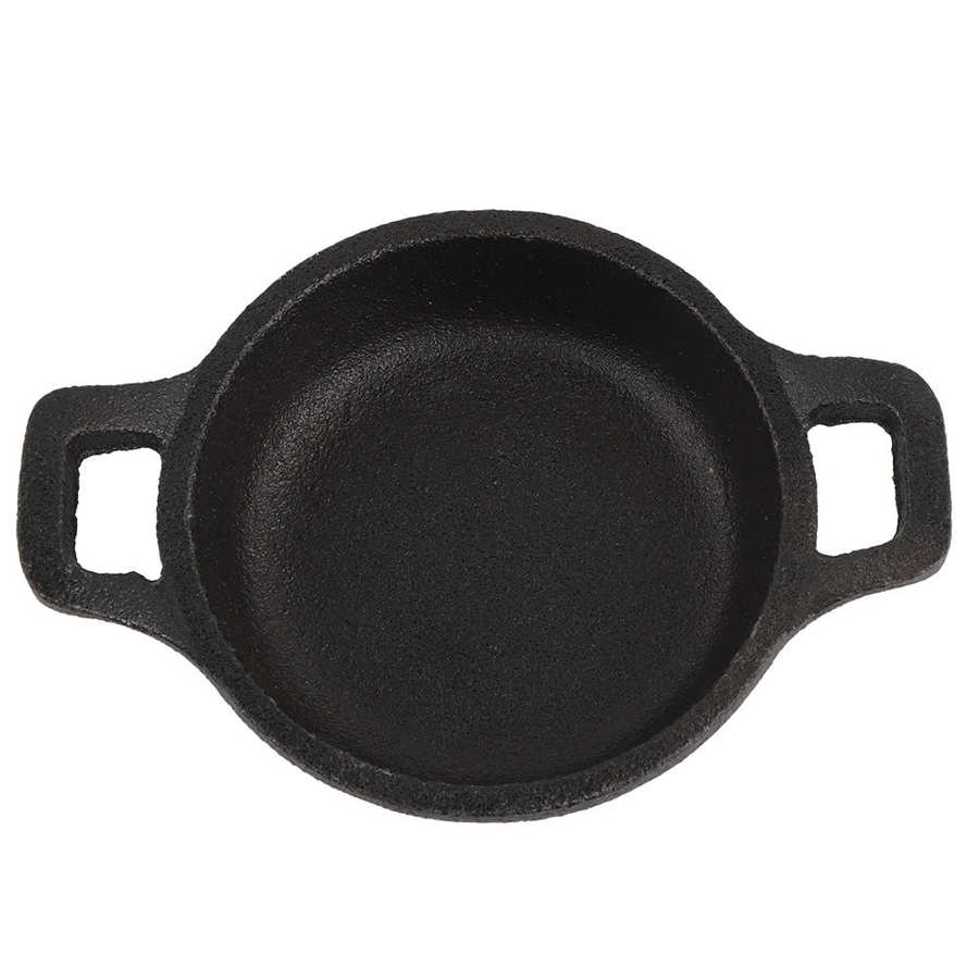 Mini iron pot wok with uncoated loop handle 2 handle cast frying pan