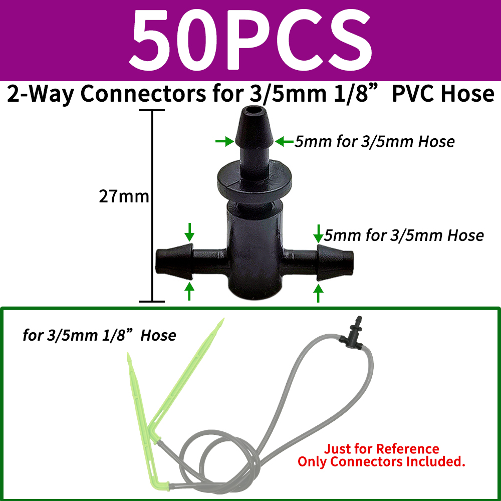 Oasis 3/5 4/7mm Hose Garden Irrigation Connectors Barbed Single Double Tee Elbow Drip Arrow Cross Coupling Watering Fitting: PURPLE