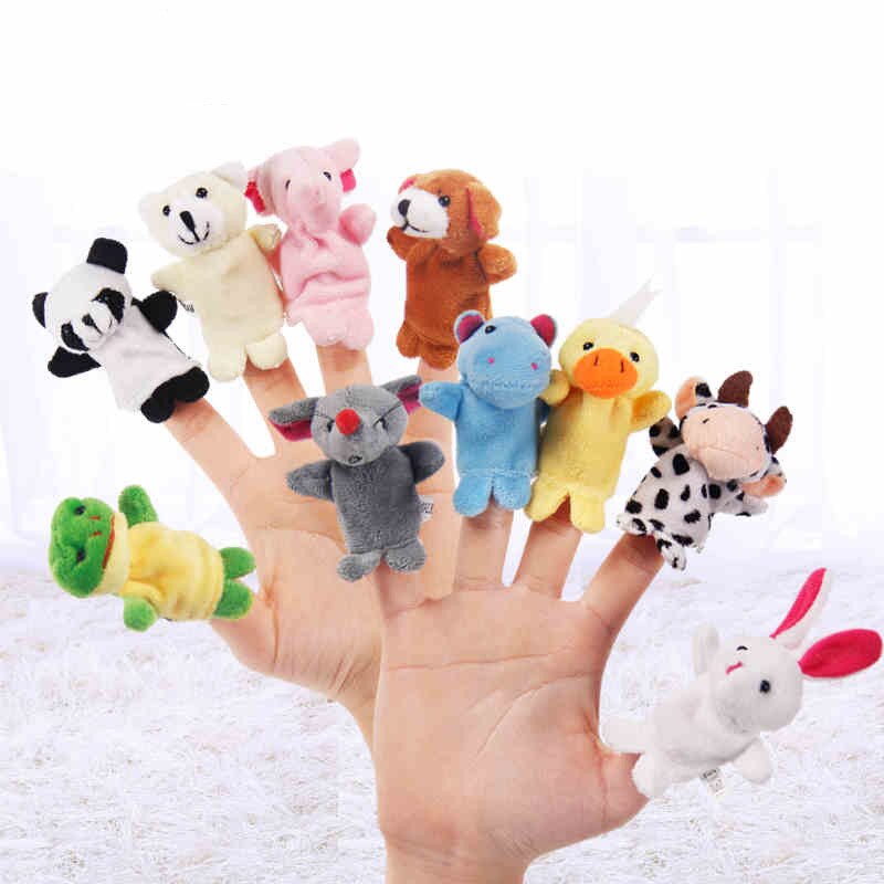 10 st tecknad djur sammet finger docka finger leksak finger docka baby duk pedagogisk hand