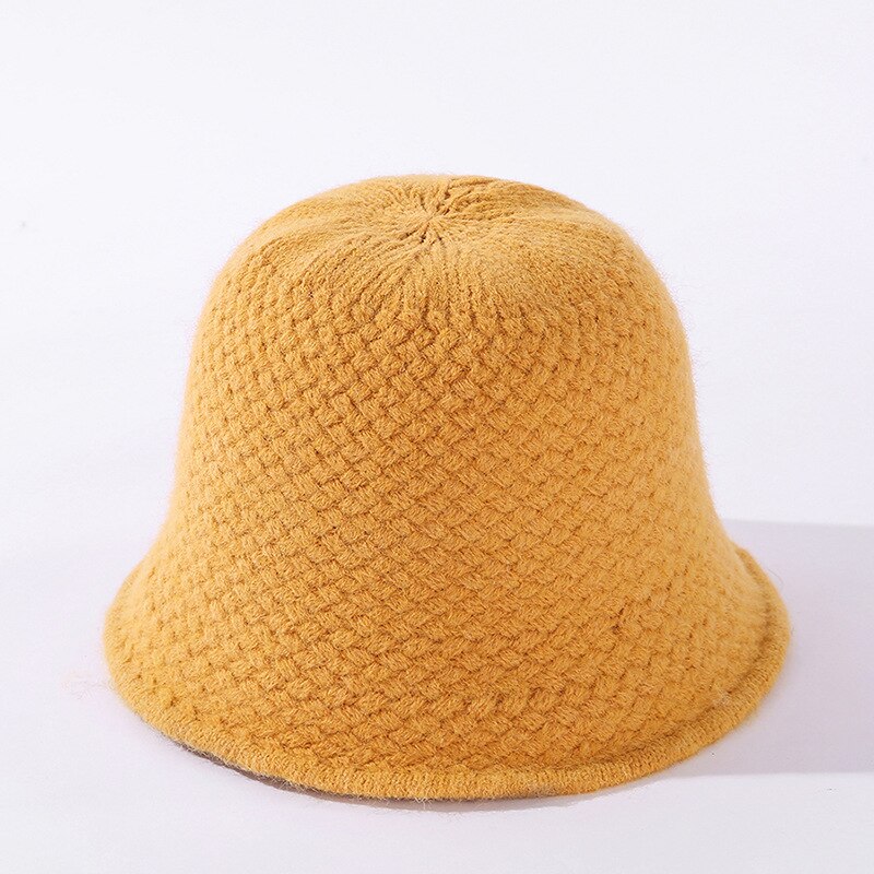 Cokk hue kvinders vinter uld strikke bøttehue vintage fiskerhue ensfarvet tyk varm vinterhue japan koreansk stil