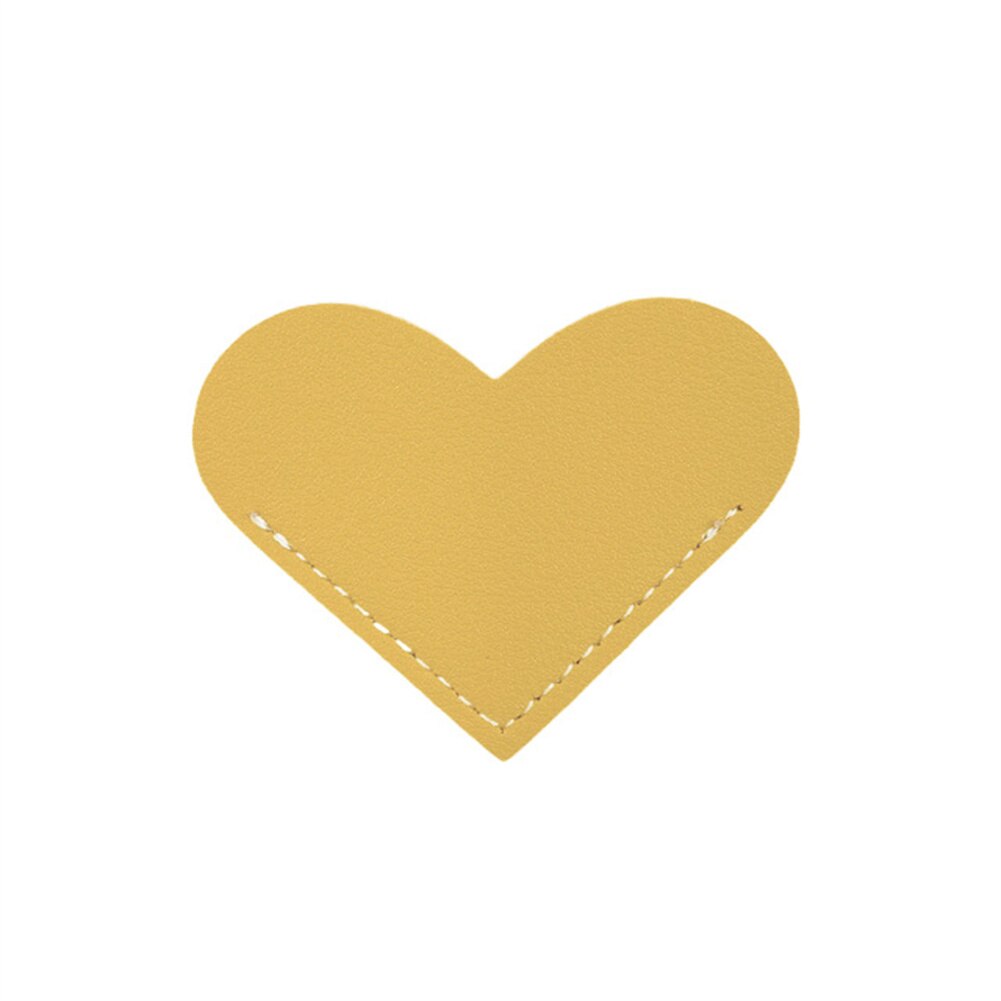 Pu Leather Heart Bookmark Book Corner Protective Cover Bookworm For Book Lover Stationery Supplies Bookmark: YELLOW