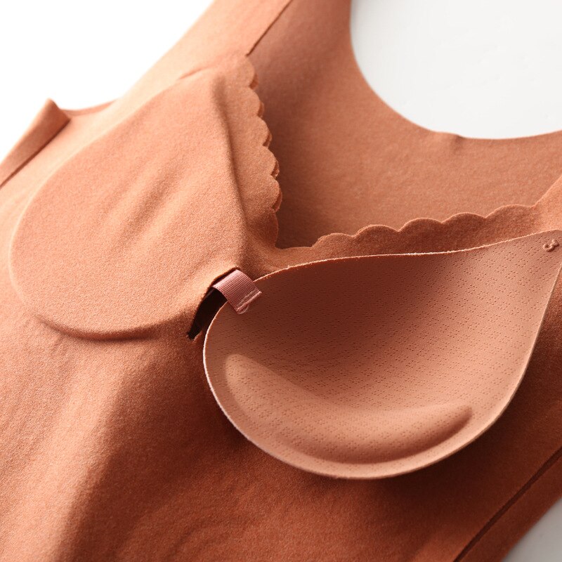 Thermal Underwear Women Fall/winter Wear With Chest Pad Lace Wide-shoulder Vest &amp; Polyester Fiber Velvet Heating &amp; Warm Vest