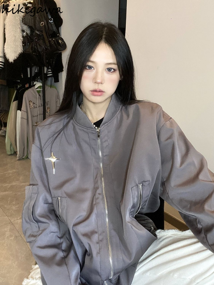 Harajuku Vintage Jackets Women Oversized Outwear Clothes for Teens Streetwear Fashipn Korean Coat Y2k Tops Ropa Mujer 7k453