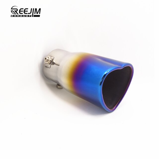 Reejim Heart Shaped Universal Car Exhaust Muffler Tip Stainless Steel Pipe Chrome Exhaust Tail Muffler Tip Pipe Silver: Blue