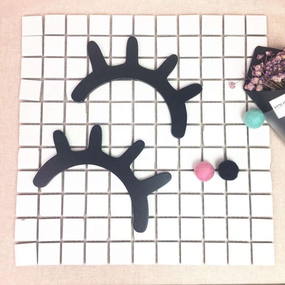 Een Paar Nordic Stijl 3D Wimpers Houten Wimper Muurstickers Kinderen Babykamer Achtergrond Muurstickers Home Decoratieve: Black