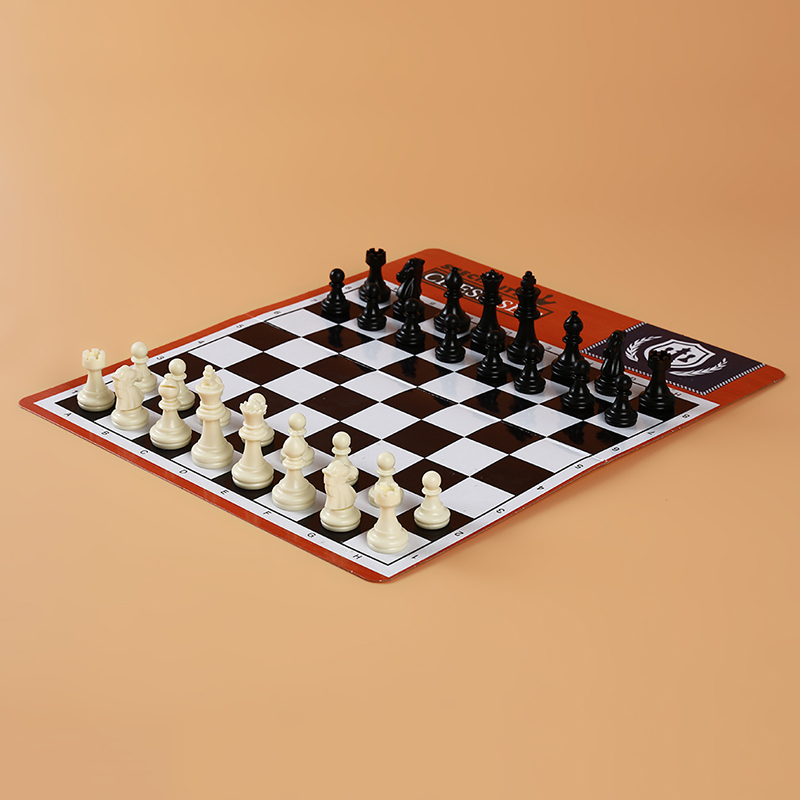 Exquisite Standard Solid Plastic Chess Set Portable Leather Chess Board Children Puzzle Games: Default Title