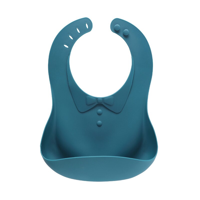 Baby Jongens Meisjes Siliconen Waterdichte Slabbetjes Flexibele Soft Infant Bandana Speeksel Handdoek Effen Kleur Verstelbare Voeden Burp Doeken: Dark Blue
