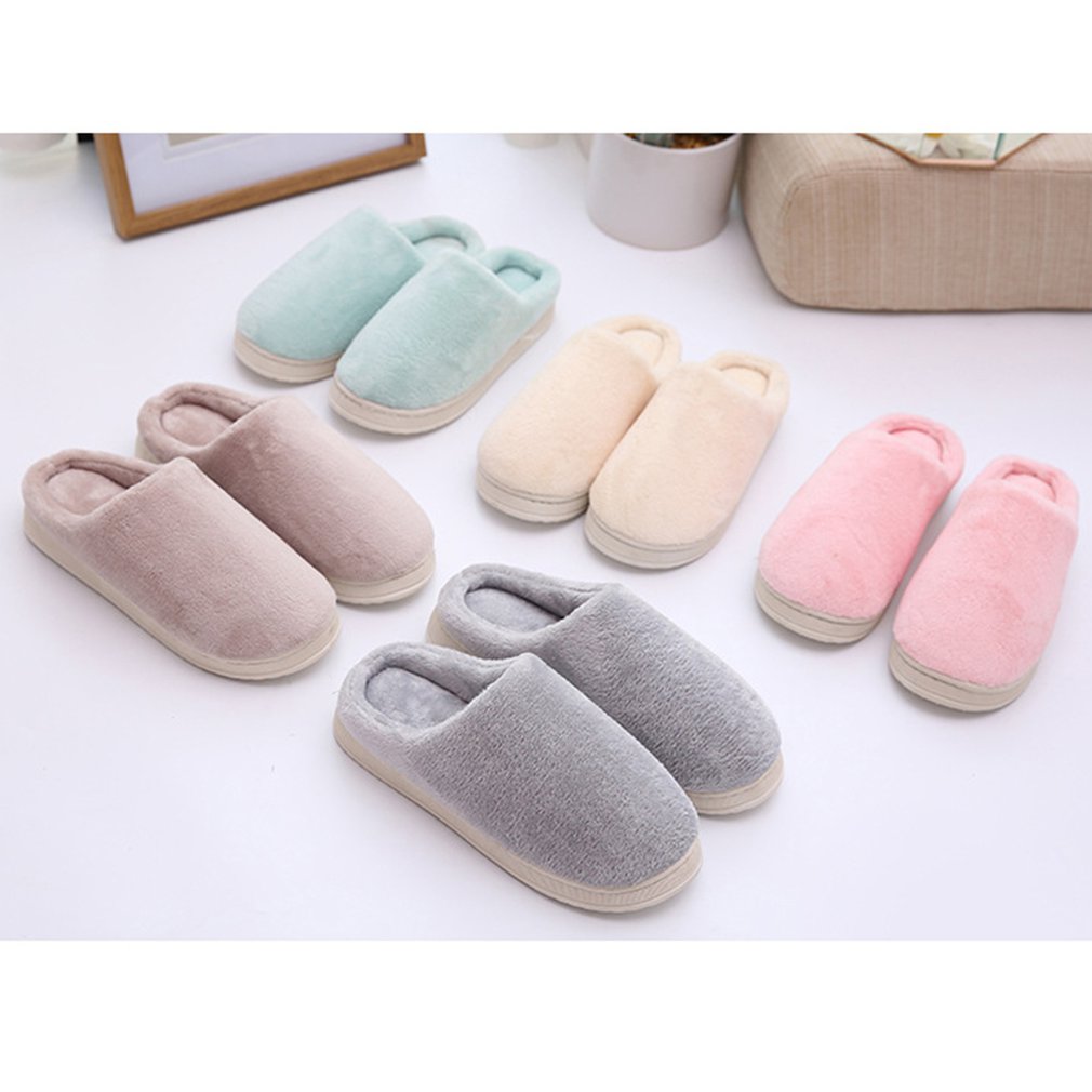 Solid Color Home Wood Floor Cotton Slippers