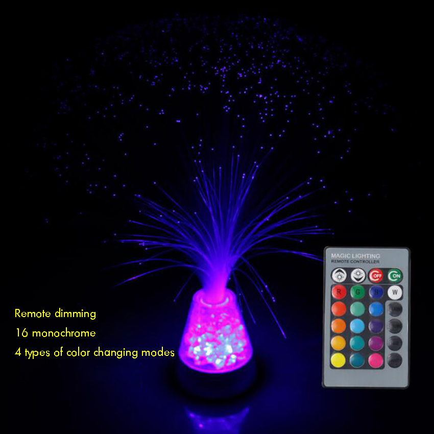 Glasvezel Lamp RGB Kleur Veranderende LED Starry Afstandsbediening Glasvezel Licht met Acryl Basis, 4 kleuren Nachtlampje