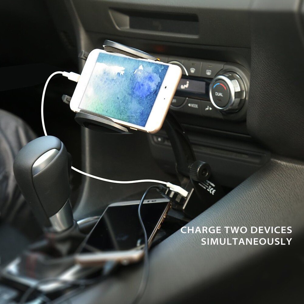 Cigarette Lighter Mount Stand Phone Holder Car Charger Portable Adjustable Bracket Practical Dual USB Universal 360 Degree