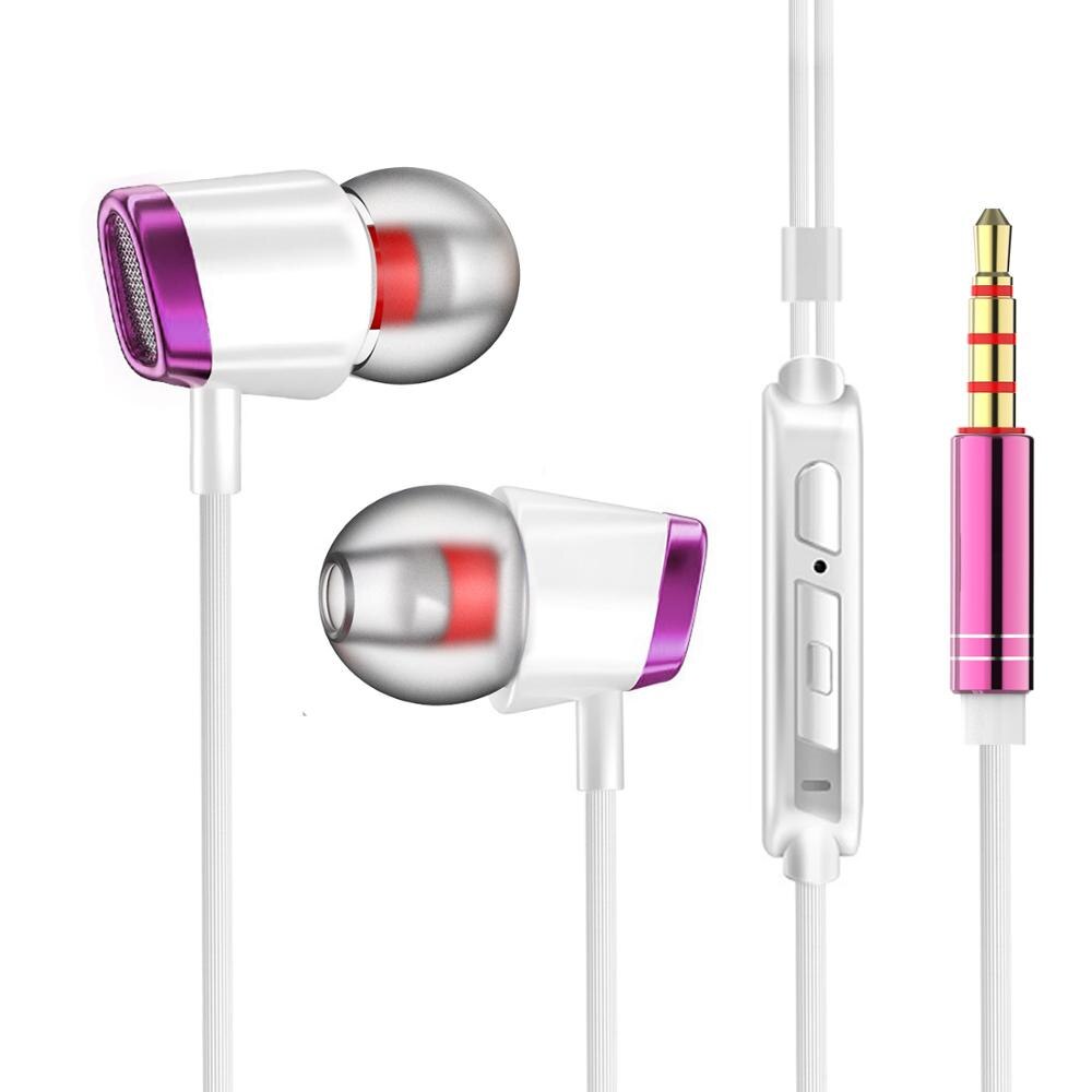 VPB A8 wired metal earbuds soundproof, high-definition, with microphone, computer headset and call headset: Pink