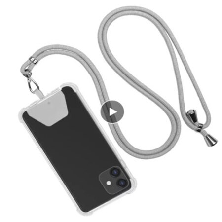 Universele Mobiele Telefoon Siliconen Case Shell Patch Lanyard Afneembare Verstelbare Nylon Hals Lanyard Pols Touw Veiligheid Anti-Verloren