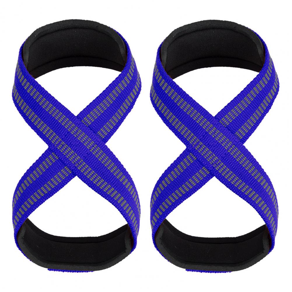 Zwaar uitgevoerde hijsband Spieropbouwriem Antislip gewatteerd Figuur 8 hijsriemen voor heren Dames voor bodybuilding voor thuis: Blauw / L