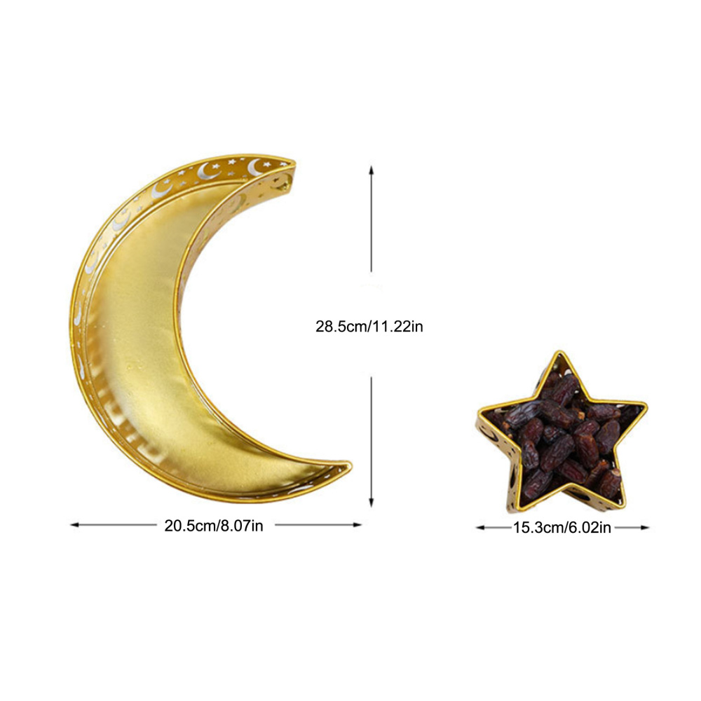 Edelstahl Nachtisch Platte Schmiedeeisen Fach Feier Ornament Mond Stern Heimat Dekoration Muslimischen Ramadan Handwerk Vergeben