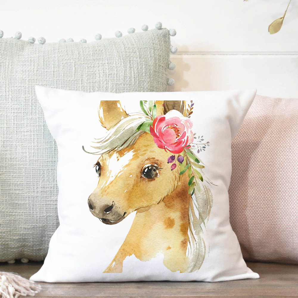 Bloem Animal Print Kussenhoes Bulldog Kussensloop Kinderen Cadeau Home Decoratieve Auto Stoel Sierkussen Case Coussin 45x45cm: Z00528-DCCWH-