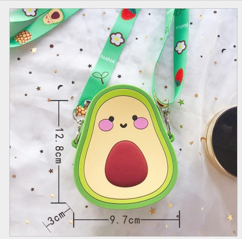 Saco de tamanho médio bonito com inclinação span abacate zero bolsa silicone abacaxi morango silicone ajustável inclinação span bag