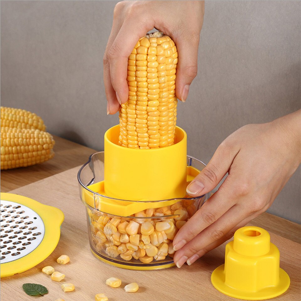 Corn Stripper Manual Rotary Peeler Vegetable 420 Stainless Steel Blade With Container Grater Kitchen Gadgets Cooking Utensils