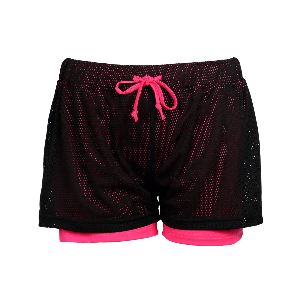 Short de sport en maille 2 en 1 pour femmes, de Gym, de Fitness, d'entraînement, de Jogging, à séchage rapide: Rouge / L