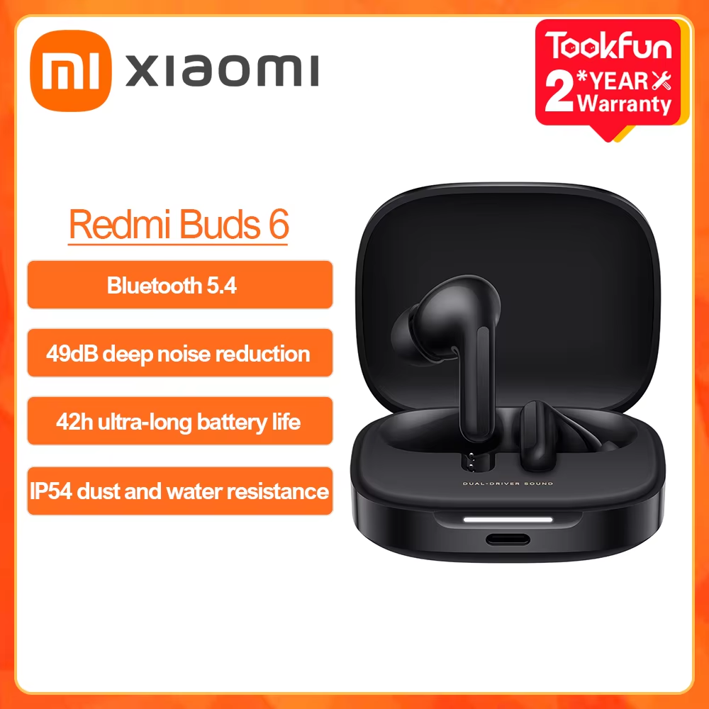 Xiaomi redmi buds 6 oordopjes met actieve ruisonderdrukking, ruimtelijke audio  ip54 heldere spraakoproepen 42h lange batterijduur en bluetooth 5.4.: Goud