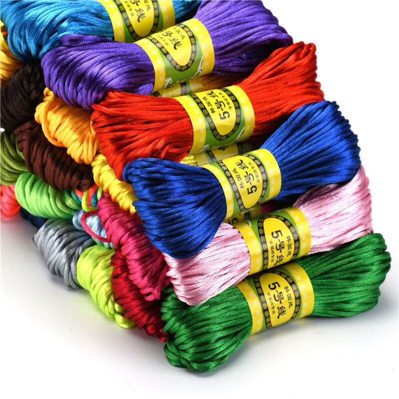 Cordon tressé en Satin de soie pour macramé, 20m, 2.5mm, pour fabrication de bijoux, Bracelet à perles, cordon chinois