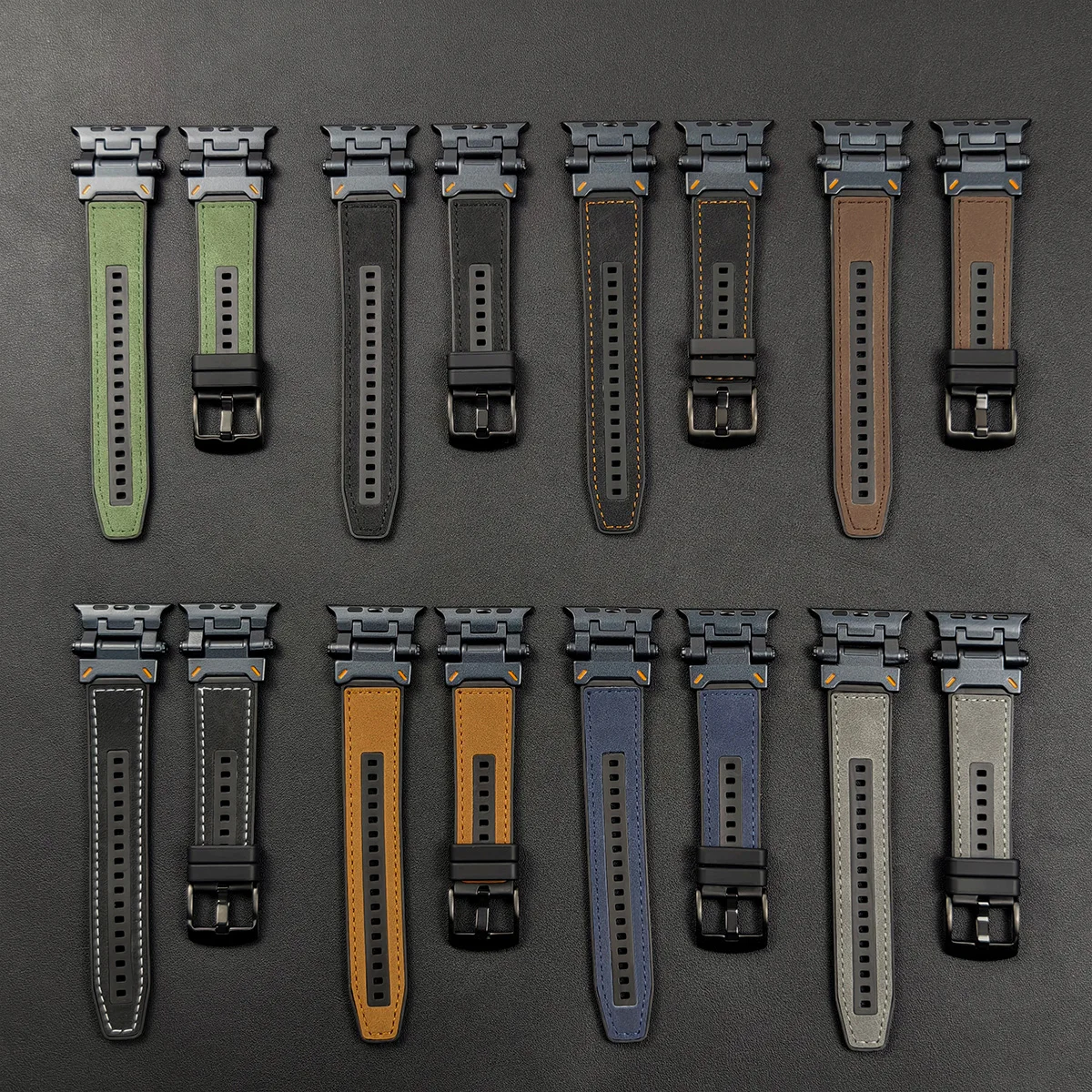 Luxe lederen band voor Apple Watch Band Ultra 2 49 mm 45 mm 44 mm 42 mm siliconen armband polsbandje Iwatch Series 9 8 7 6 5 SE 4