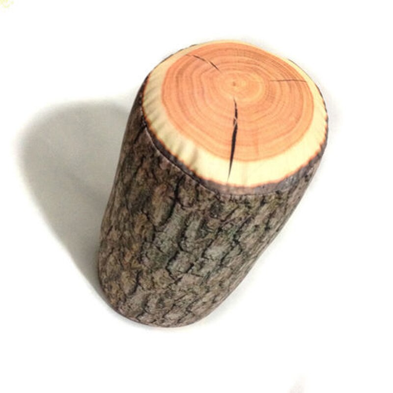 Stump Shaped Decorative Pillows Home Car Decor Cute Round Woods Grain Soft Plush Chair Seat Cushion Pillow: Cylindrical