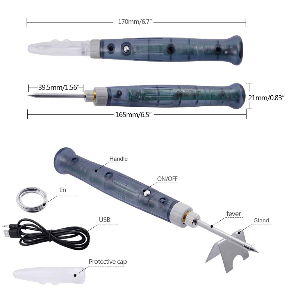 Usb elétrica powered ferro de solda kit ferramenta de solda usb 8w elétrica ajustável com cabo de fio de solda para usos reparados