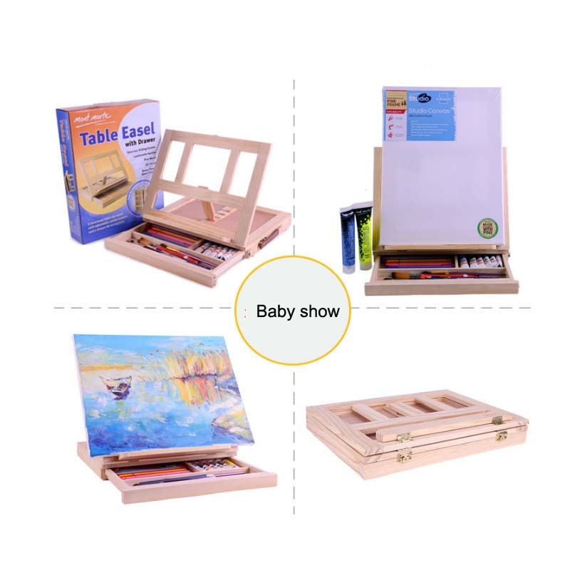 8K Desktop easel Sketchpad Wooden drawer folding Portable watercolor easel Oil painting box Sketch sketching board