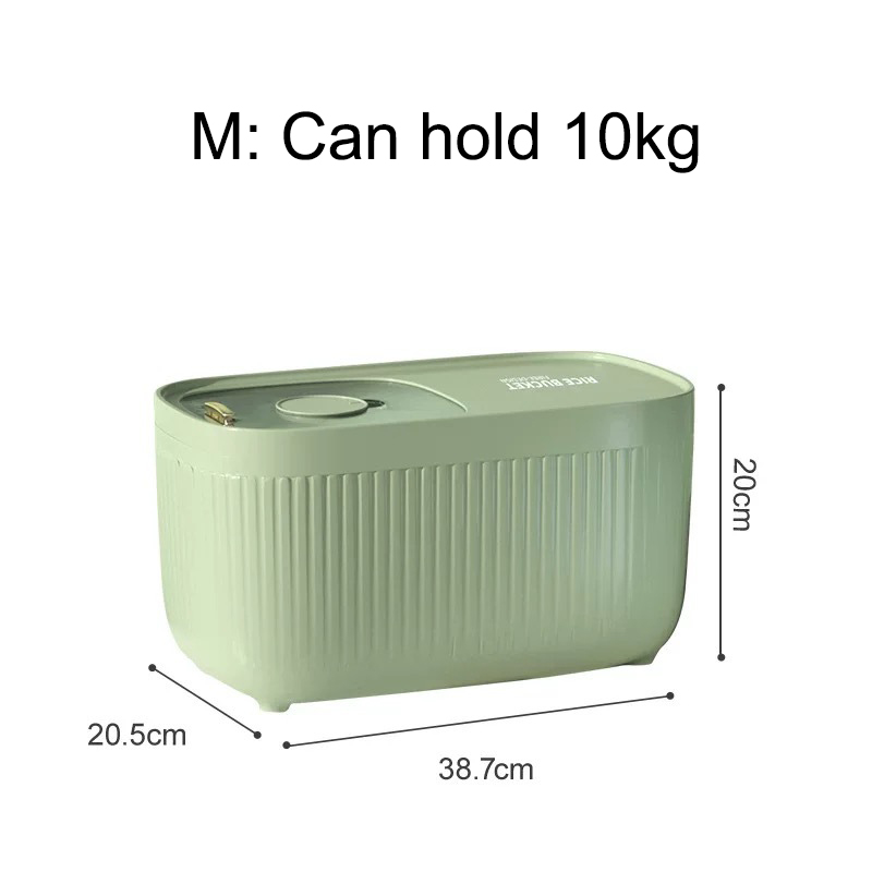 Keuken Container 15Kg Emmer Nano Insect-Proof Vochtbestendige Rijst Doos Graan Verzegelde Pot Thuis Opslag Huisdier hondenvoer Winkel Doos: M Light green