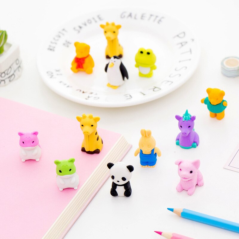 4 st/kartong panda groda djur förpackad suddgummi skolpapper tillbehör pris för skolan kontorsmateriel
