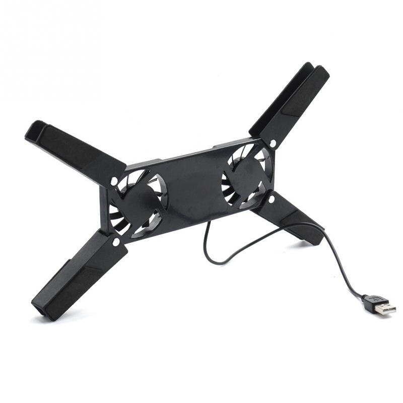 Mini Draaibare USB Fan Laptop Notebook PC 2 Fans Cooler Cooling Pad voor Laptop 10-17 "PC USB Cooler Zwart