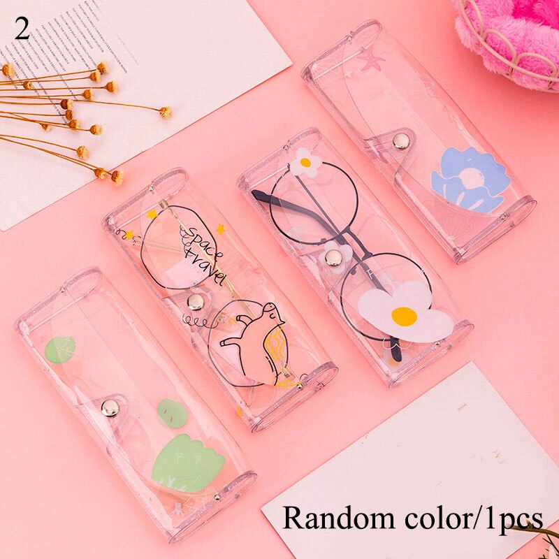 Estuche transparente de PVC con dibujos de Cactus para gafas de mujer, estuche de protección, accesorios para gafas, 1 unidad