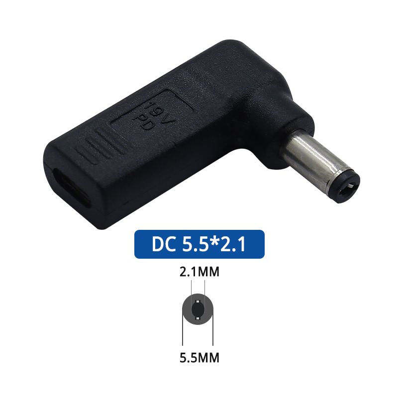 Adaptador de carregador de energia para laptop pd 65w tipo-c fêmea para dc macho plug quadrado 7.4*5.0mm para lenovo hp dell asus notebook conector: Verde