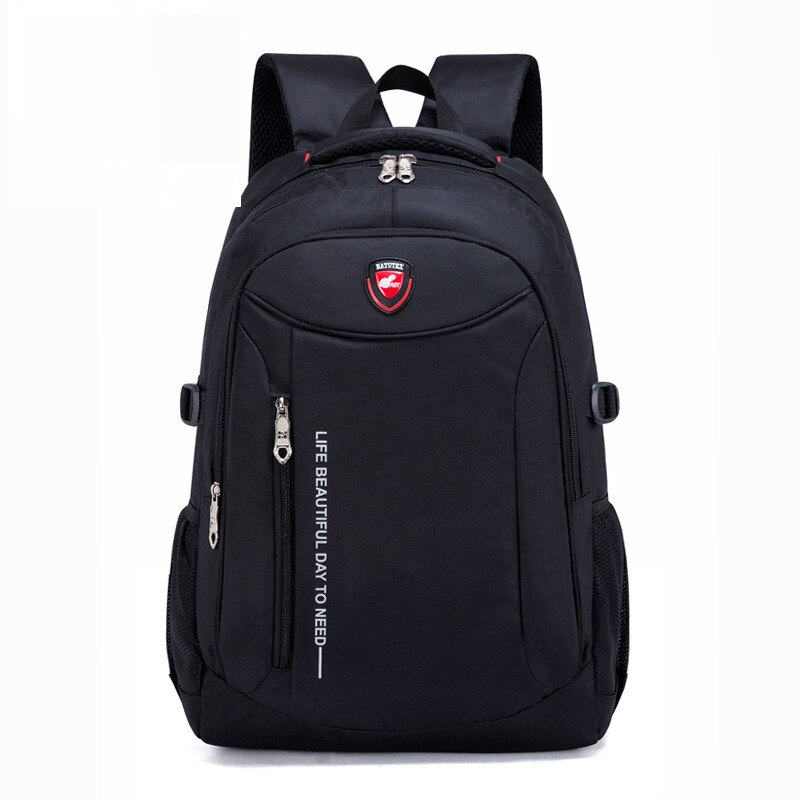 Rugzak Nylon mannen Grote Capaciteit Effen Kleur Lange Afstand Rugzak Jeugd Student School Book Bag: Black