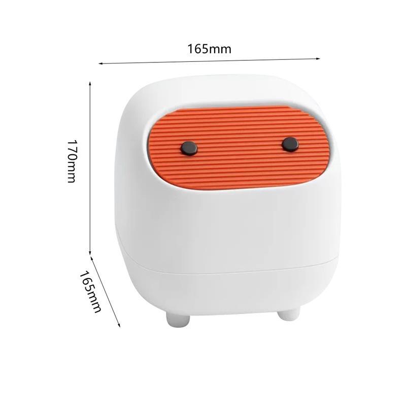 Mini Cute Waste Bin Desktop Small TrashCan With Lid Garbage Organizer Detachable Cover Kitchen dining table Desk Storage Bucket: White and orange
