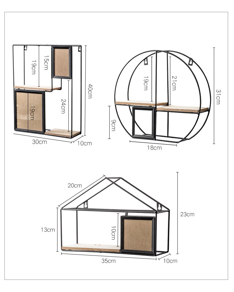 Wooden Storage Racks Hanging Decor Storage Box Photo frame Flower Pot House Storage Rack Wall Book Figurines Display Shelves