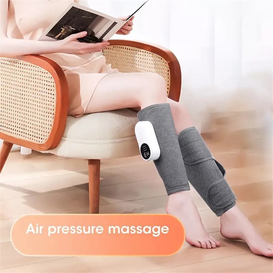 Rechargeable Air Compression Leg & Calf Massager - Soothing Heat, Adjustable Intensity for Foot, Leg, Thigh, Knee - Cordless, Pe
