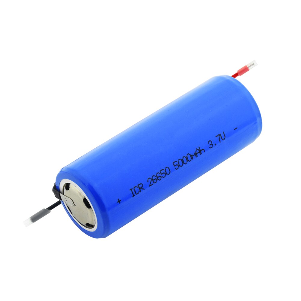 L'IC 26650 Modèle Batterie 3.7V Flat-top avec Fil 5000mAH Batterie Rechargeable Lithium-ion pour le Mini Ventilateur Torche 5000mah Cellule