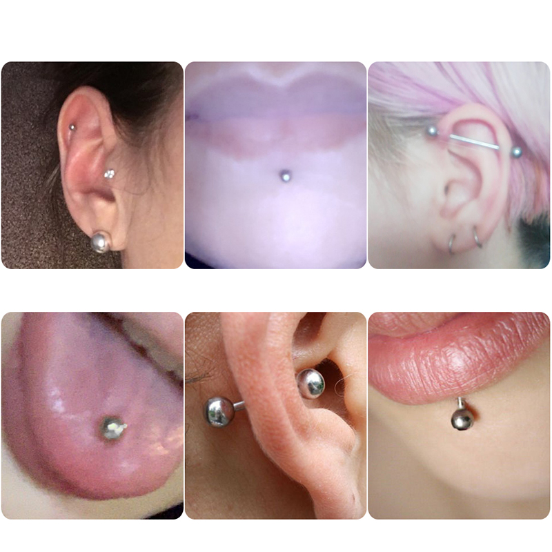 Piercing de acero inoxidable para cartílago Tragus de la oreja, pendiente de bola de Color plateado, Piercing para cartílago de oreja, 6 uds.